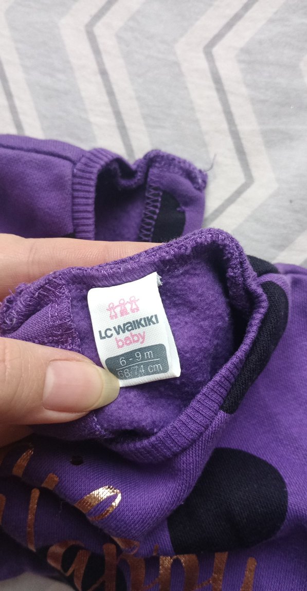 Kız Çocuk Mor Puantiyeli Uzun Kollu Elbise - Görsel 3