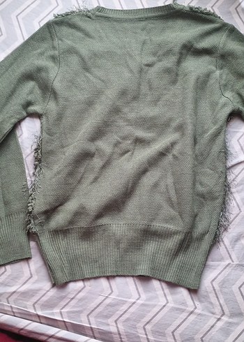 Gri Bohem Tarzlı Kadın Triko Kazak - Görsel 2