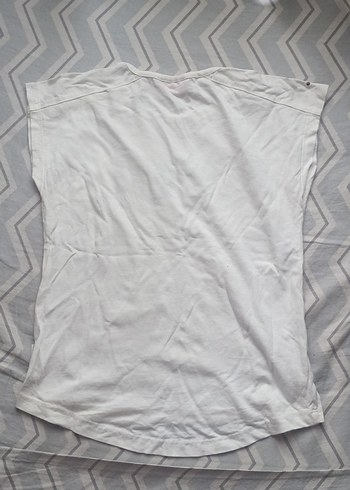 Kız Çocuk Beyaz Baskılı Kısa Kollu Tişört - Görsel 2