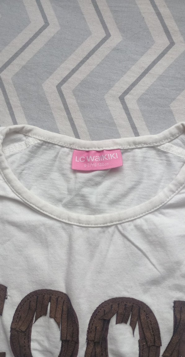 Kız Çocuk Beyaz Baskılı Kısa Kollu Tişört - Görsel 3