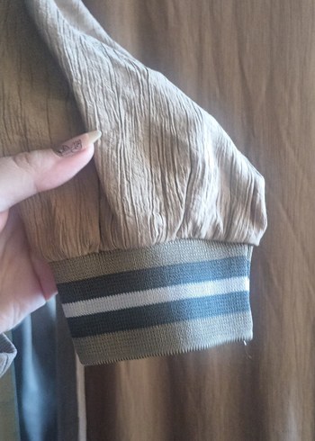 Bej Uzun Keten Salaş Elbise - Görsel 2