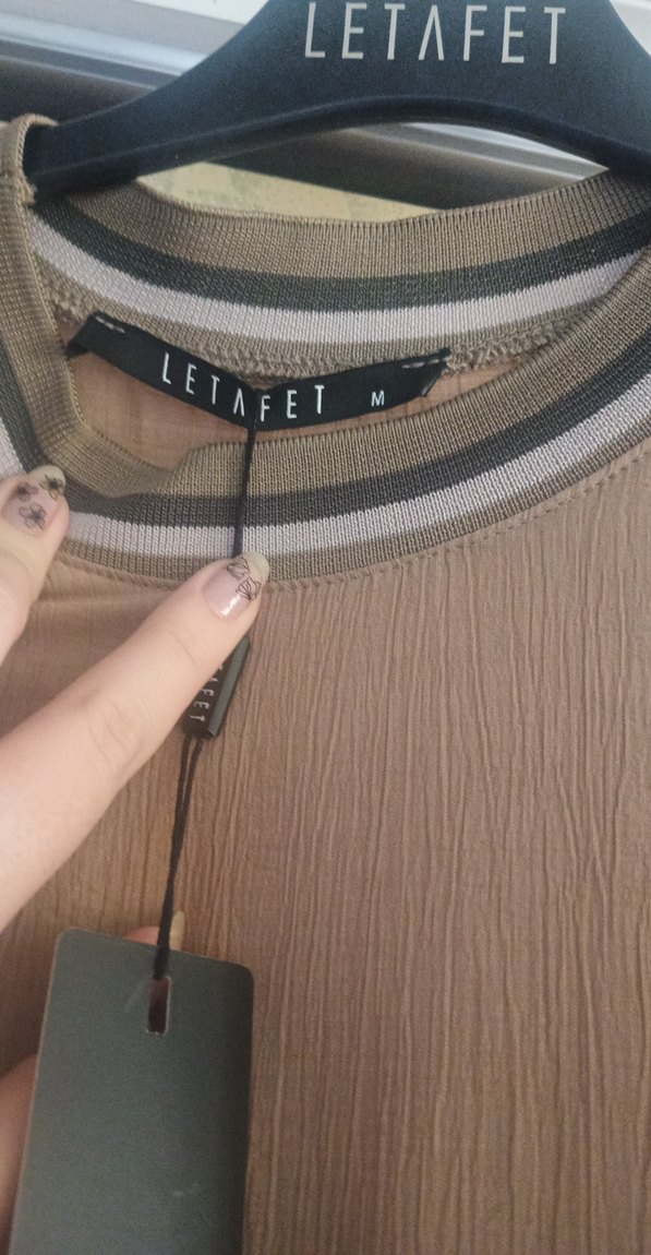 Bej Uzun Keten Salaş Elbise - Görsel 3