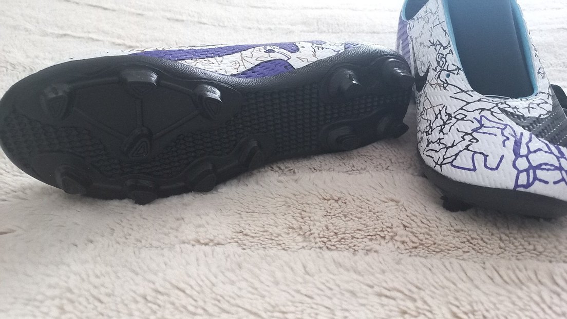 Mor Baskılı Erkek kranpon Futbol Ayakkabısı Velcro - Görsel 4