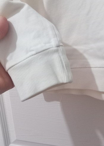 krem rengi  Kapüşonlu Kadın Sweatshirt - Görsel 4