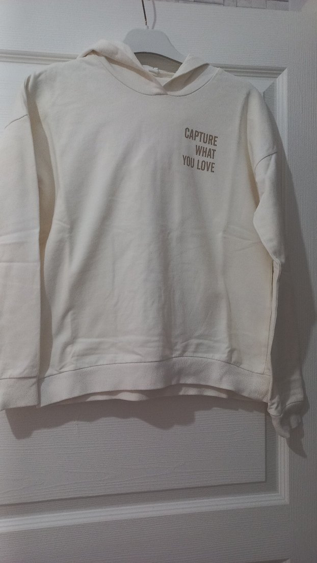 krem rengi  Kapüşonlu Kadın Sweatshirt - Görsel 2