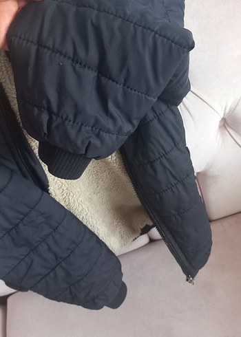 lacivert erkek çocuk Kışlık Sıcakcik tutan  Mont Peluş Detaylı - Görsel 4