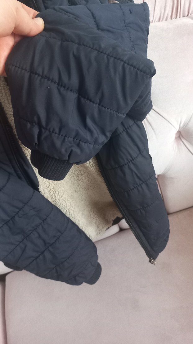 lacivert erkek çocuk Kışlık Sıcakcik tutan  Mont Peluş Detaylı - Görsel 4