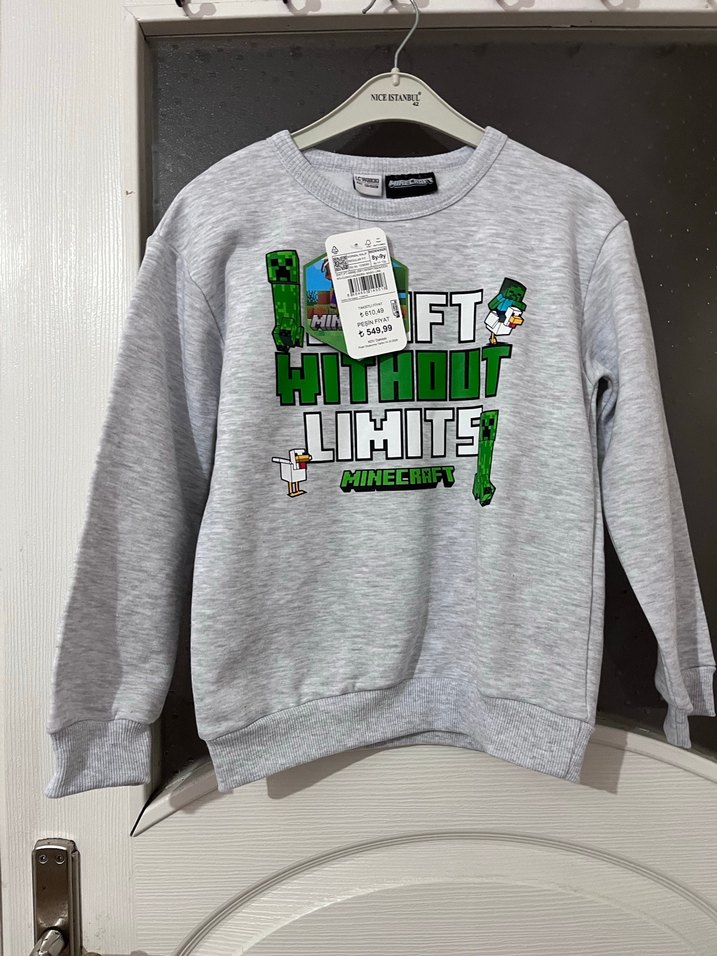 Minecraft Baskılı Gri Erkek Sweatshirt Lcwaikiki - Görsel 4