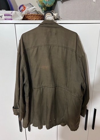 Haki Bel Detaylı Midi Ceket - Görsel 2