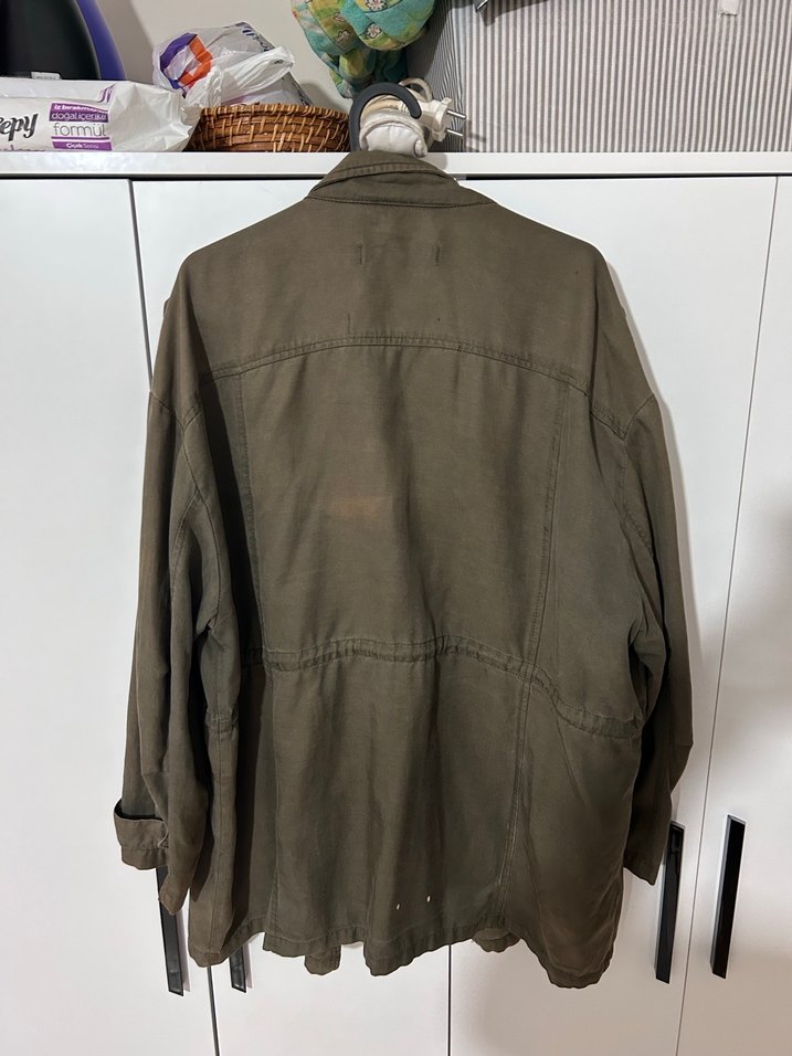 Haki Bel Detaylı Midi Ceket - Görsel 2