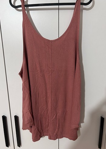 Kadın Pembe Keten Salaş Askılı Bluz - Görsel 2