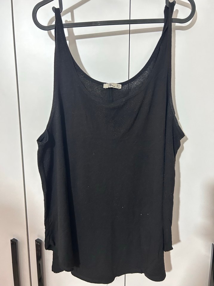 Siyah Keten Askılı Salaş Midi Atlet - Görsel 2