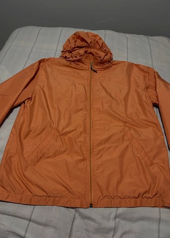 Kahverengi Turuncu Kapüşonlu Kadın Ceket Yağmurluk - Görsel 2