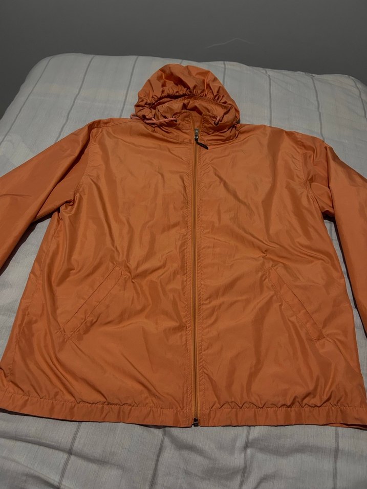 Kahverengi Turuncu Kapüşonlu Kadın Ceket Yağmurluk - Görsel 2