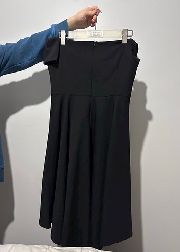 Siyah Straplez Midi Elbise - Görsel 2