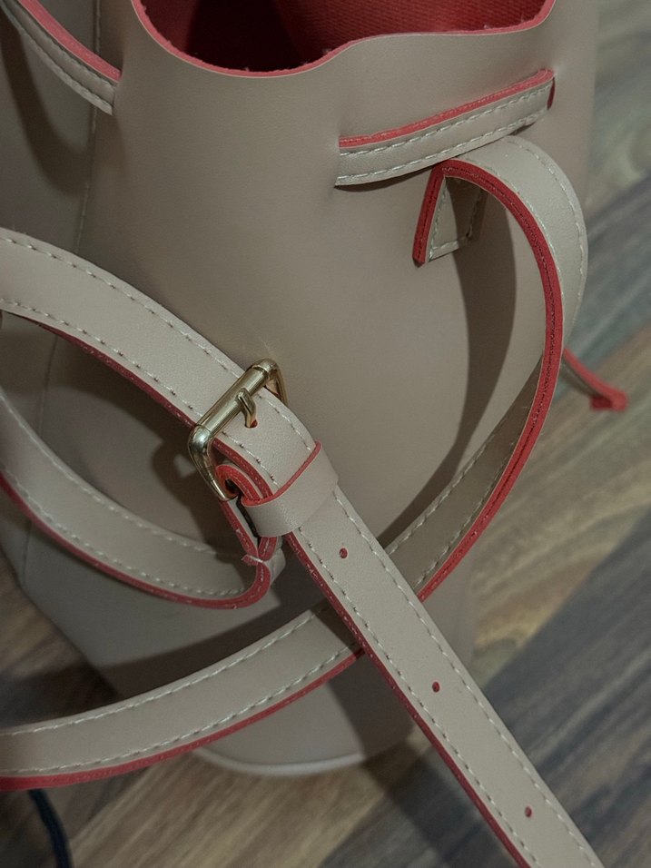 Bej Deri Kadın Omuz Çantası koton - Görsel 4