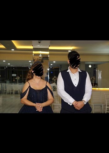 44 Beden lacivert Renk Parlak Mavi lacivert Abiye Elbise Nişanlık