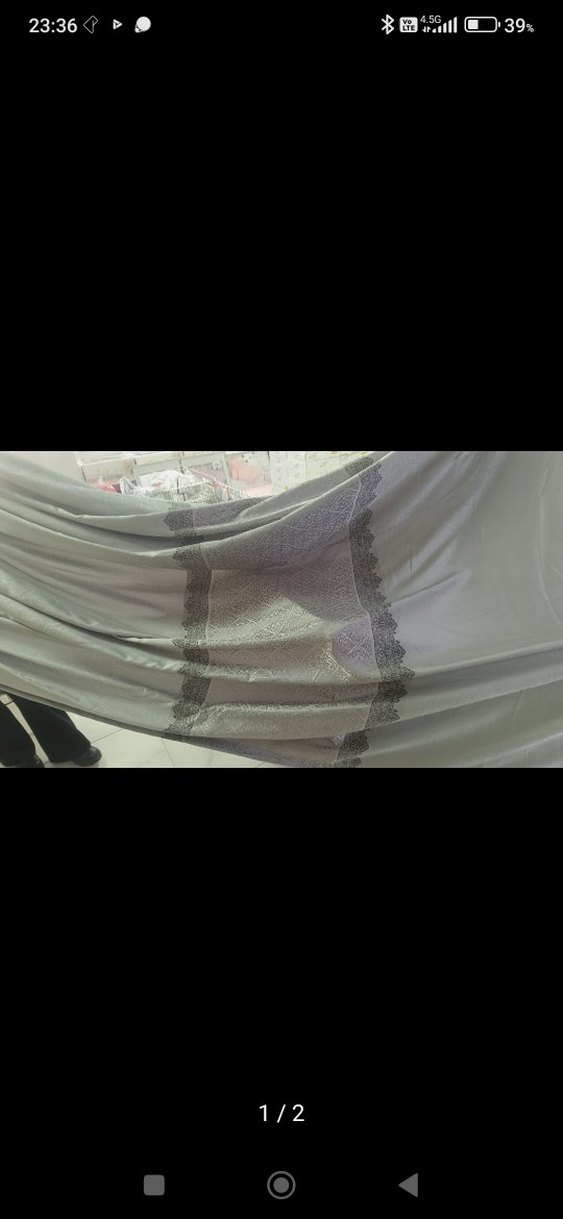 Gri Nakışlı Geleneksel  fon Perde - Görsel 2