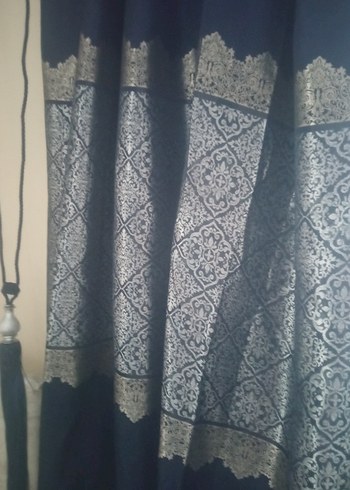 Koyu Mavi Nakışlı fonPerde - Görsel 5