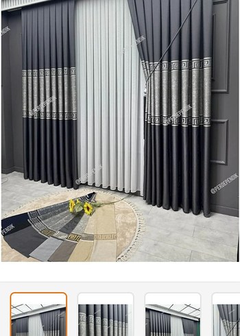 Koyu Mavi Nakışlı fonPerde - Görsel 9