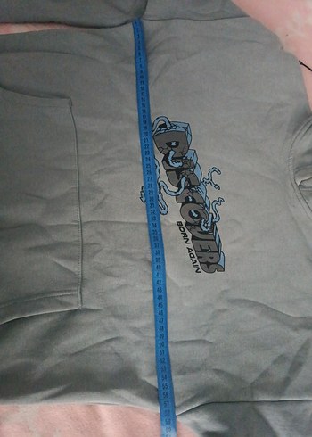 Gri Baskılı Kapüşonlu Sweatshirt - Görsel 5