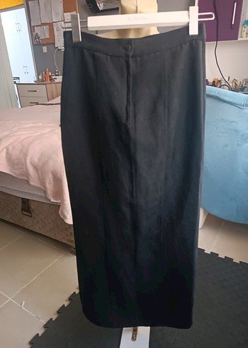 Siyah Kadın Uzun Süet Etek - Görsel 2