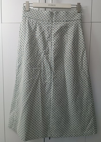 Aker marka Gri mavi Puantiyeli Pilili Midi Etek - Görsel 3