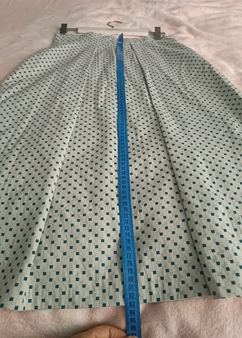 Aker marka Gri mavi Puantiyeli Pilili Midi Etek - Görsel 7