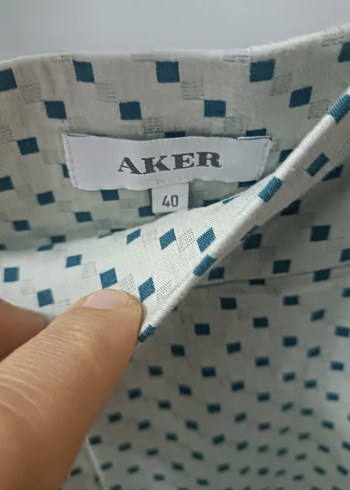 Aker marka Gri mavi Puantiyeli Pilili Midi Etek - Görsel 4