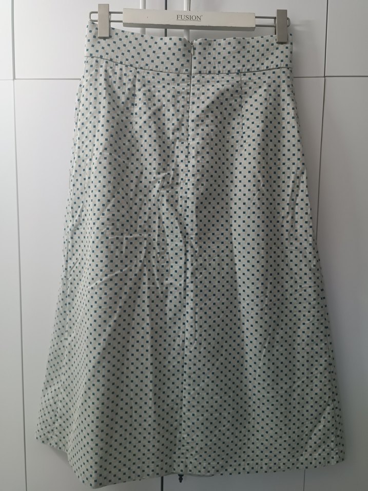 Aker marka Gri mavi Puantiyeli Pilili Midi Etek - Görsel 3