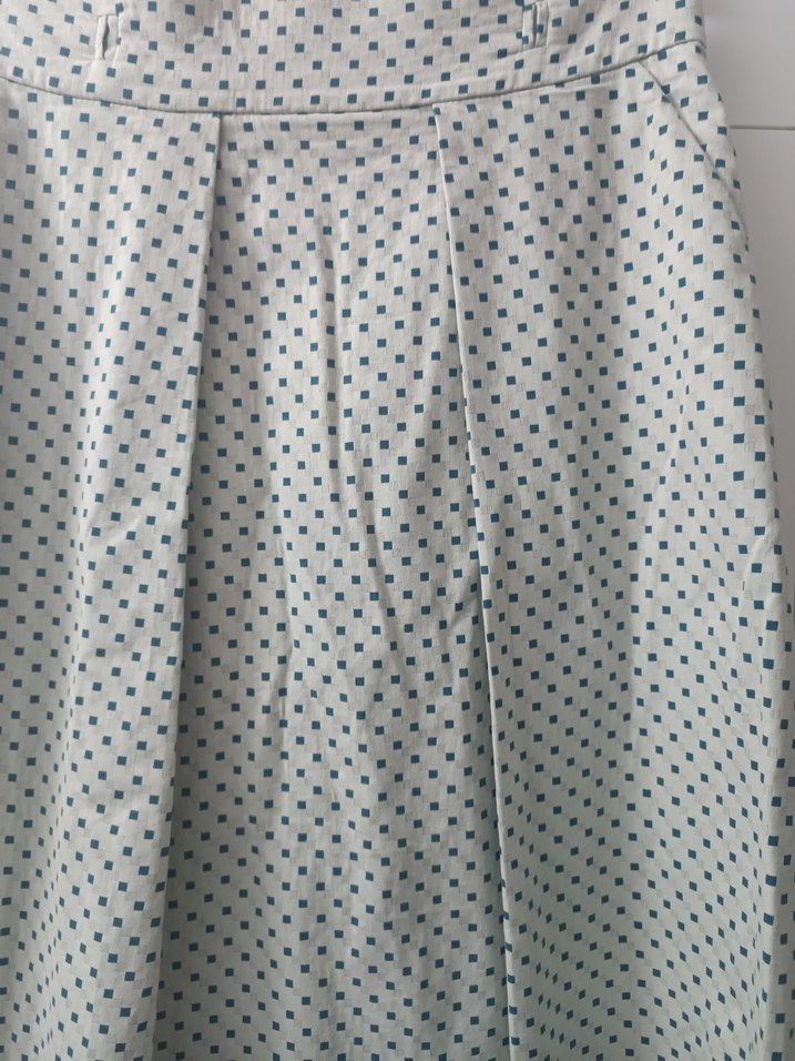 Aker marka Gri mavi Puantiyeli Pilili Midi Etek - Görsel 2