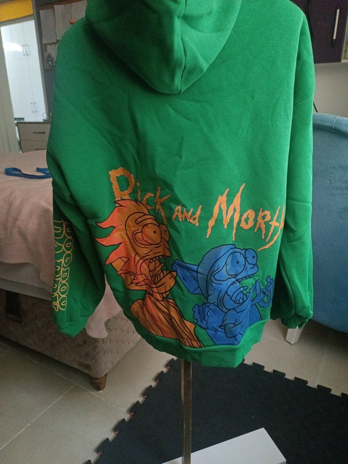 mavi erkek medium oversize Yeşil Kapüşonlu Sweatshirt - Görsel 4