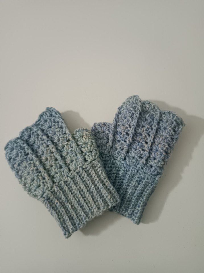 Mavi Örgü Bohem Kadın Eldiveni - Görsel 2