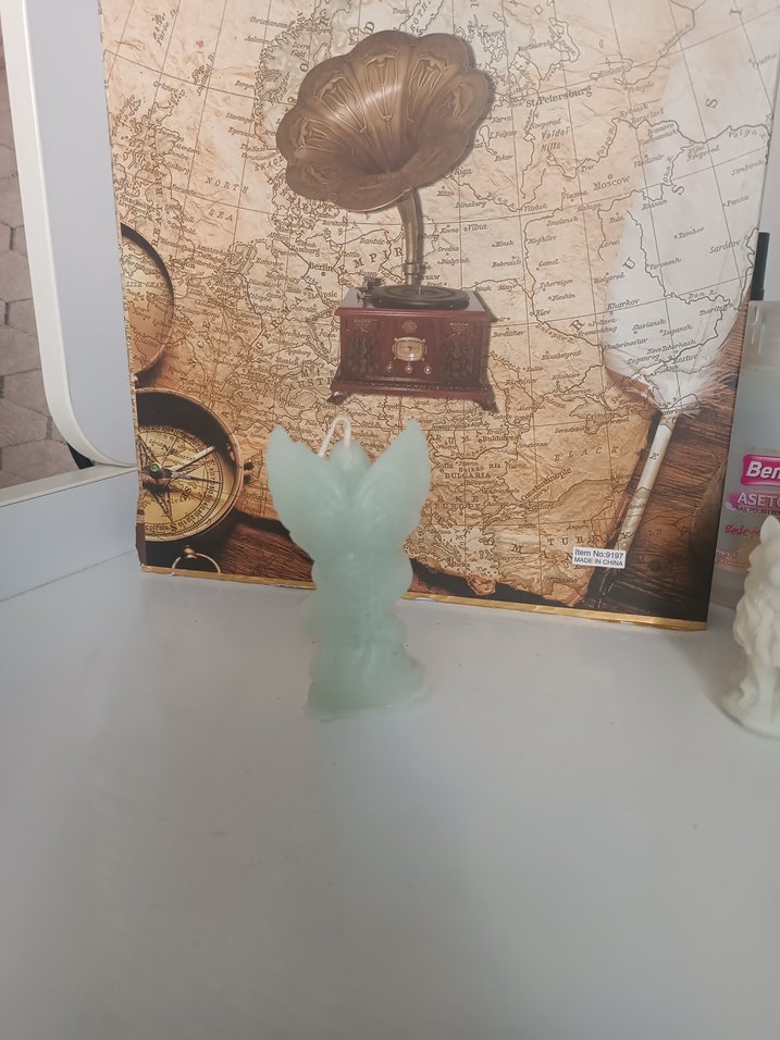 Turkuaz Melek Figürlü Mum - Görsel 4