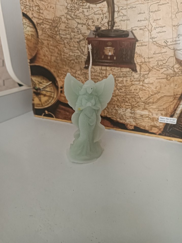 Turkuaz Melek Figürlü Mum - Görsel 3