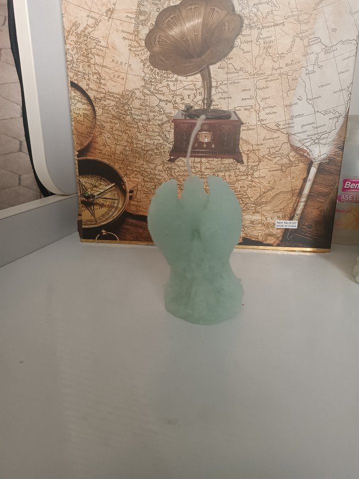 Turkuaz Melek Figürlü Mum - Görsel 2