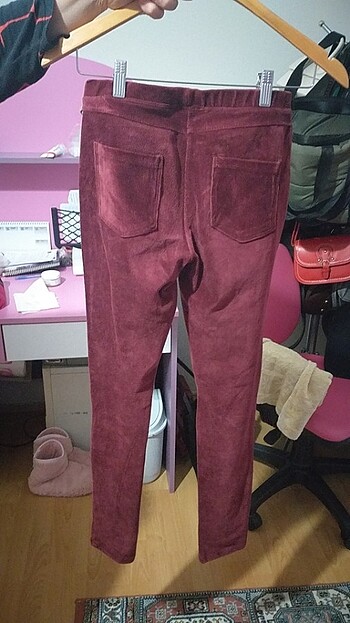 m Beden Bordo Kadife tayt pantalon