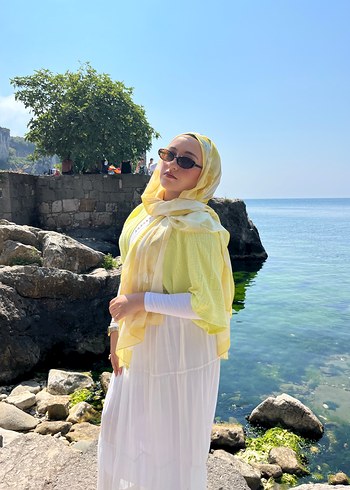 Kadın limon sarısı kısa gömlek