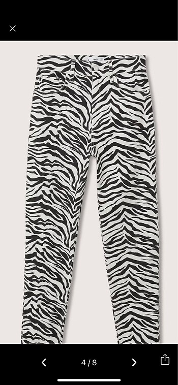 xl Beden siyah Renk Mango zebra desenli jean