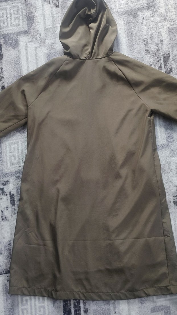 Haki Kapüşonlu Kadın Rüzgarlık/trençkot - Görsel 4