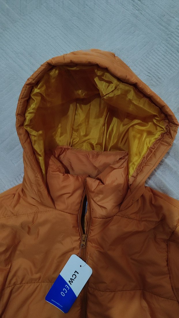 Kapüşonlu Kadın Kış Montu, oversize , sarı - Görsel 3