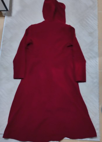 Bordo Kapüşonlu Uzun Kabanı - Görsel 6