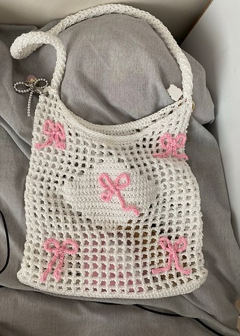 Pembe Kurdele Peri Fileli Kol Çantası