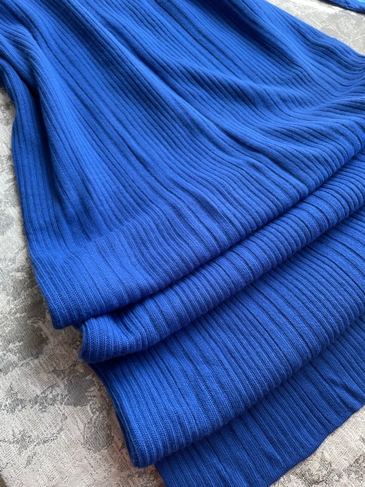 Uzun Kollu Mavi Triko Elbise - Görsel 4