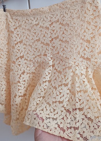 Sarı Mini Bohem Straplez Dantel kız çocuk  takım 10 yaş - Görsel 5