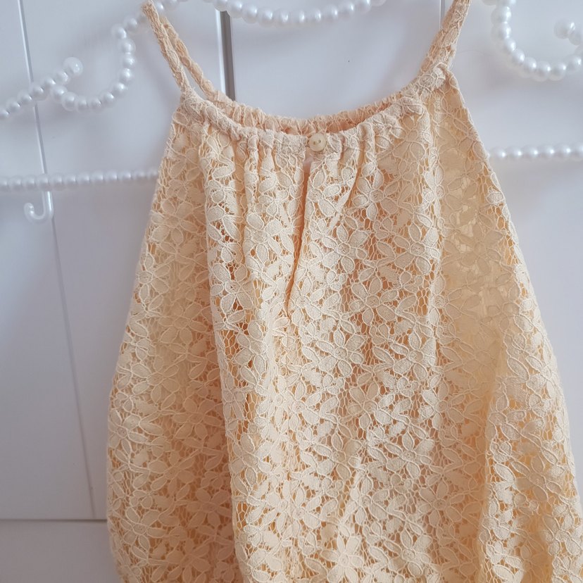 Sarı Mini Bohem Straplez Dantel kız çocuk  takım 10 yaş - Görsel 3