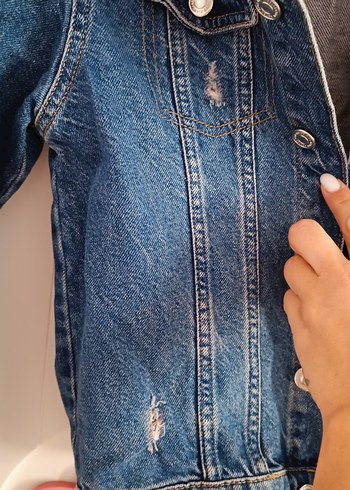 Düğmeli çocuk Mavi Denim Ceket - Görsel 3