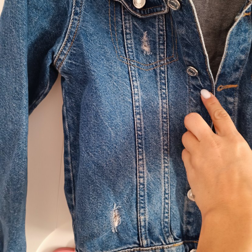 Düğmeli çocuk Mavi Denim Ceket - Görsel 3