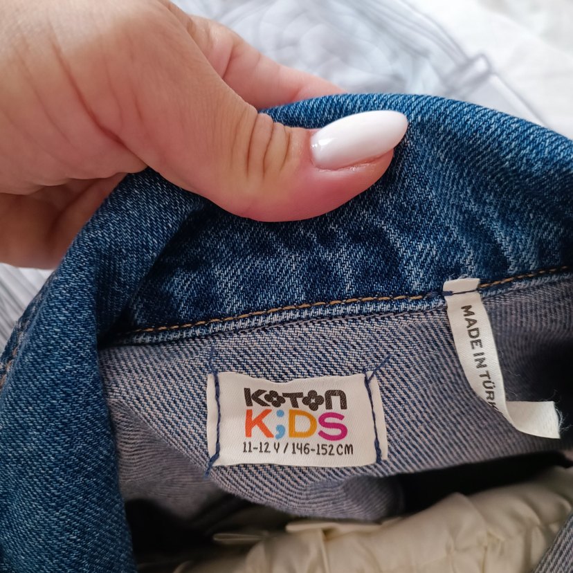 Düğmeli çocuk Mavi Denim Ceket - Görsel 5