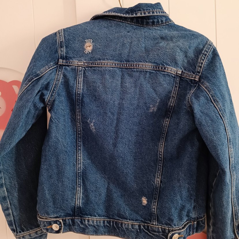 Düğmeli çocuk Mavi Denim Ceket - Görsel 4